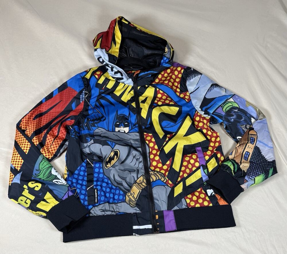 Members Only Batman Jacket Size 18 Windbreaker Graphic Full Zip
